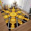 Golden Geometric and Floral Pattern Carpet with Black Background Suitable for use as an anti-slip for living room bedroom sofas