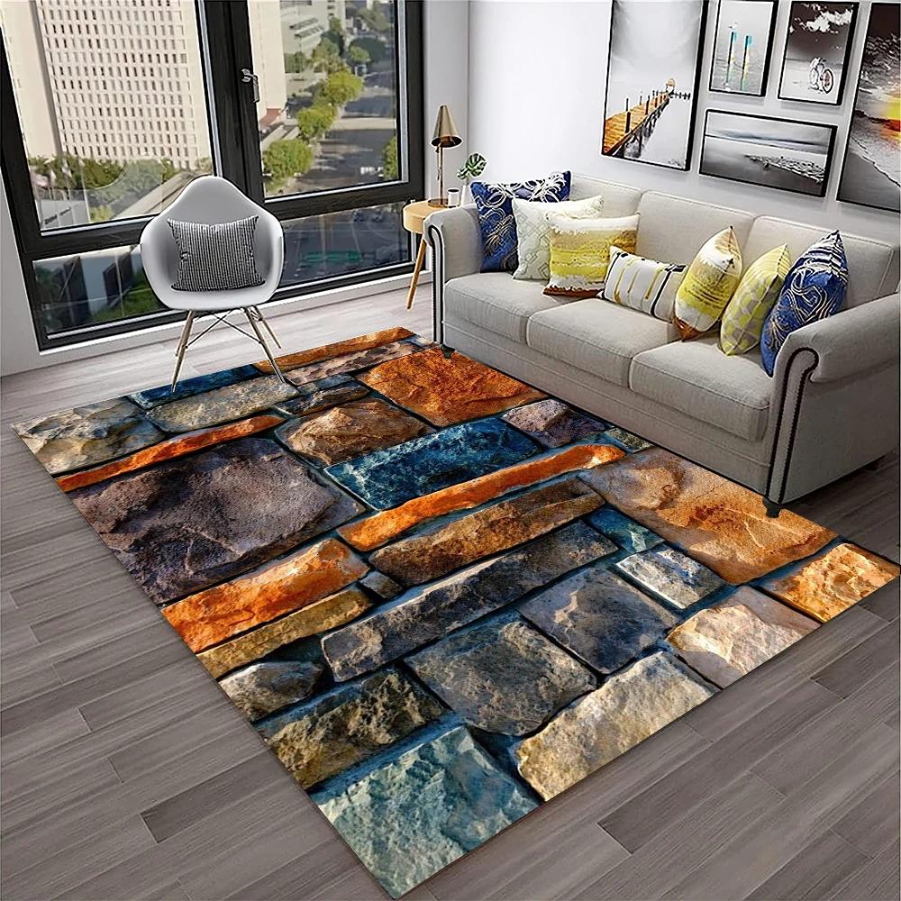 3D Stone Pebbles Footprint Beach Carpet Rug for Home Living Room Bedroom Sofa Doormat Decor,Kid Play Area Rug Non-slip Floor Mat