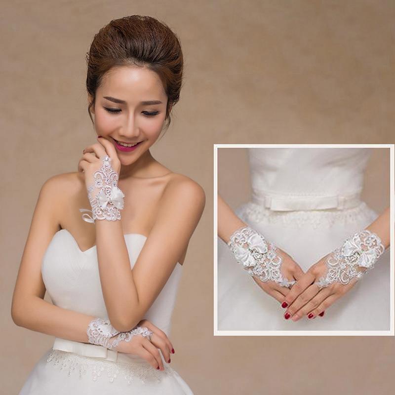 1 Pereche Mănuși Prințesă Fete Mănuși Scurte cu Dantelă Fără Degete Mănuși de Mireasă Pentru Petrecere de Nuntă Accesorii Sexy