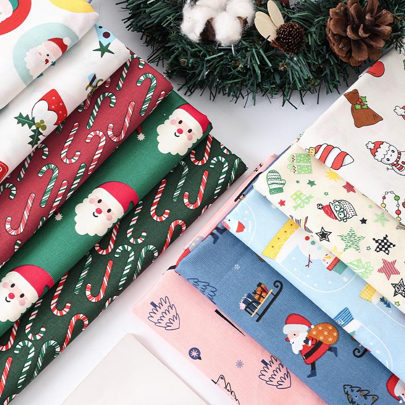 0.5m/1m/2m Pure Cotton Twill Christmas Printed Fabric for Sewing Curtain Scene Decoration Tablecloths Children's Clothing Fabric