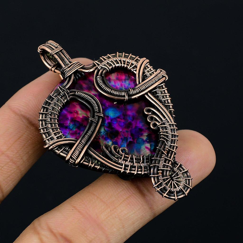 Multi Flash Labradorite Pendant, 999 Copper Wire Wrapped Jewelry, Handmade Pendant Gemstone Jewelry, Gifts For Wife Brand New Pendant