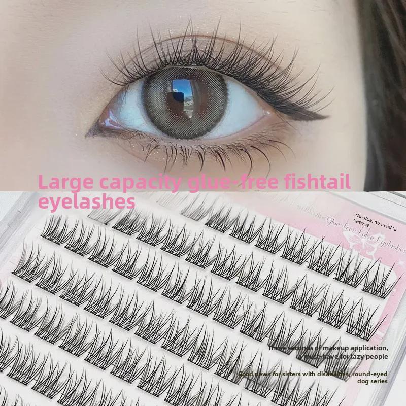 Yinglier Glue-Free Fishtail False Eyelashes: Natural, Self-Adhesive, Large Capacity