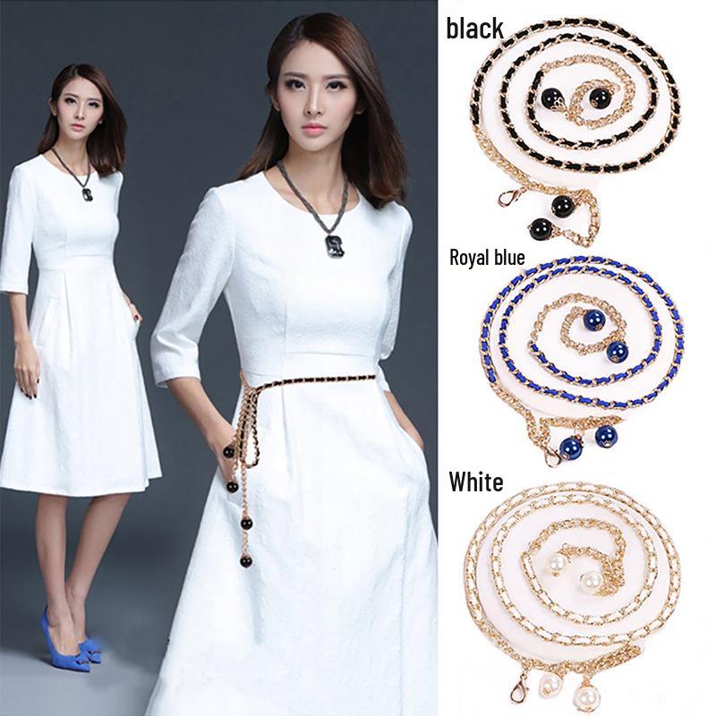 

Женская цепочка на талию с жемчугом большого размера для платьев