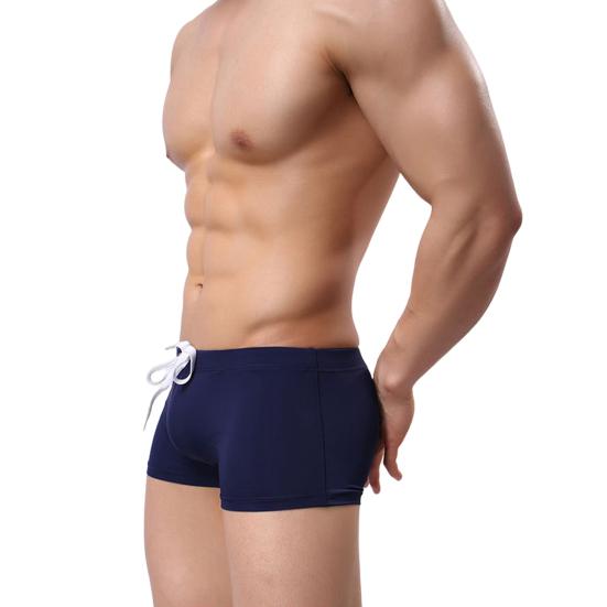 Herren Schwimmshorts Kordelzug Elastischer Bund Weich Schnelltrocknend Atmungsaktiv Schlanke Passform Einfarbig U-förmige Wölbung Mittlere Taille Badehose Boxershorts Surfen