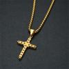 Religiöse kleine Jesus-Kreuz-Halskette für Damen, goldfarben, Edelstahlkette & Kreuzanhänger für Frauen, christlicher Schmuck, Geschenk