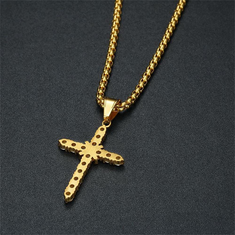 Religiöse kleine Jesus-Kreuz-Halskette für Damen, goldfarben, Edelstahlkette & Kreuzanhänger für Frauen, christlicher Schmuck, Geschenk