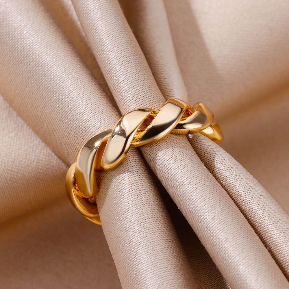 Stainless Steel Rings for Women Gold Plated Adjustable Couple Ring New In Accessories Aesthetic Waterproof Zircon Anillos Mujer