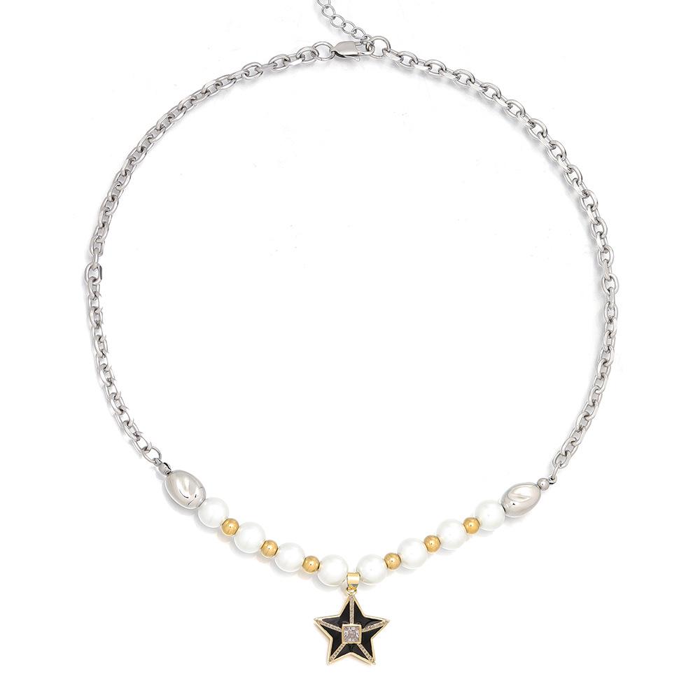 

Stainless Steel Hip Hop Pentagram Necklace - Unisex, European & American Style, Summer Collection чёрный