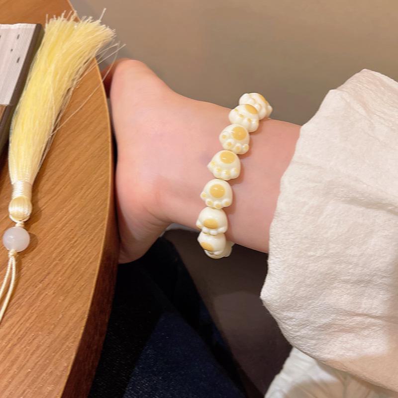 Charcoal-Burned Bodhi Root Cat Claw Beaded Bracelet - Simple, Versatile Jewelry Gift for Women