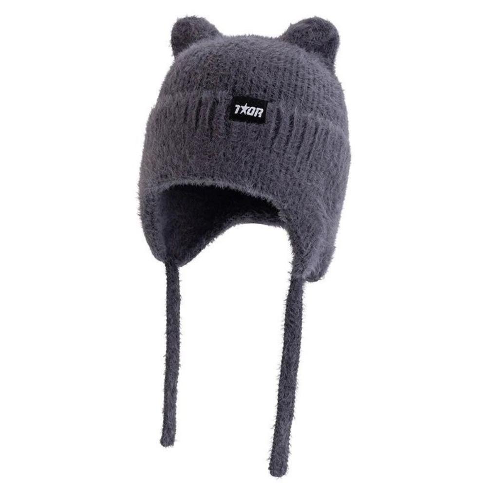 Warm Windproof Winter Hat Kpop Style Knitted Hat New Cute Cat Ear Earflap