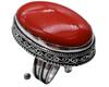 Red Coral Natural Gemstone Antique Silver Plated Ring US Size-7.5" R 423