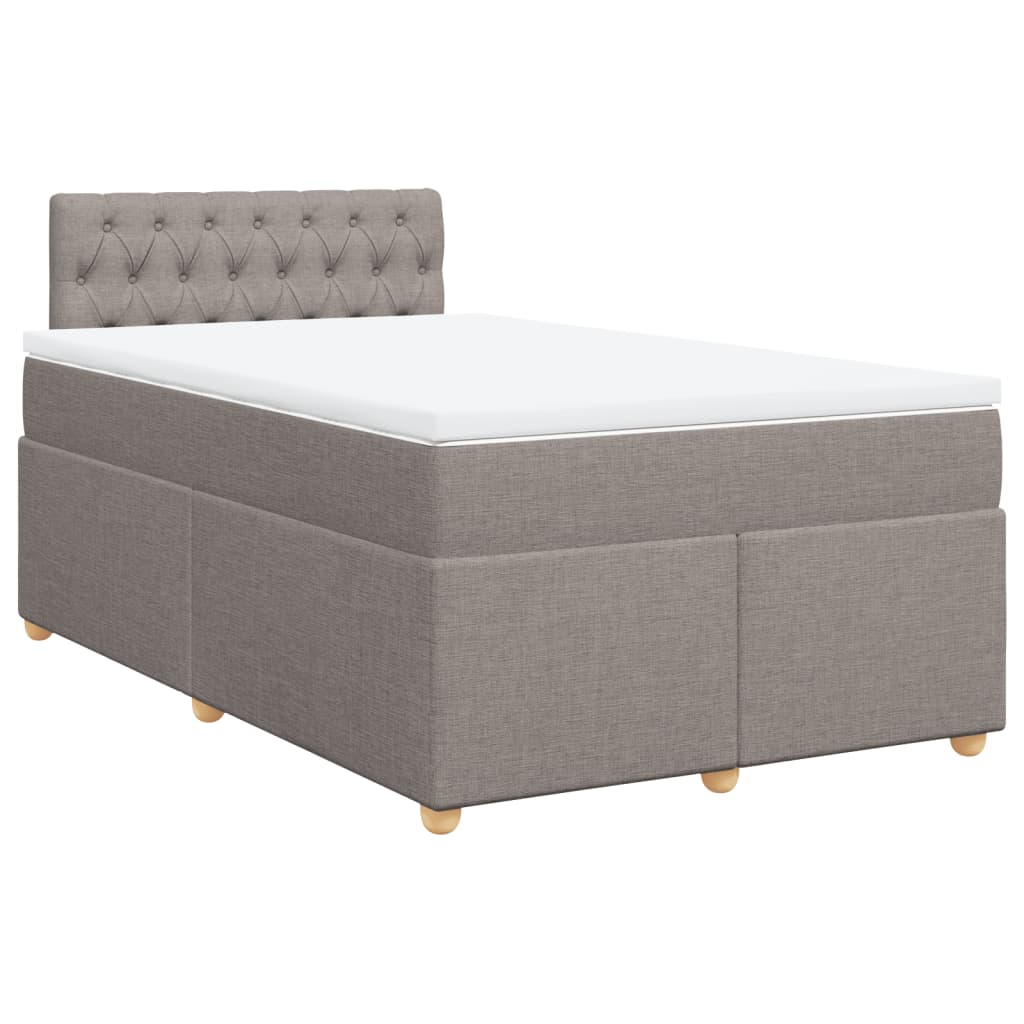 Vidaxl Łóżko Kontynentalne Z Materacem, Taupe, 120X190 Cm, Tkanina