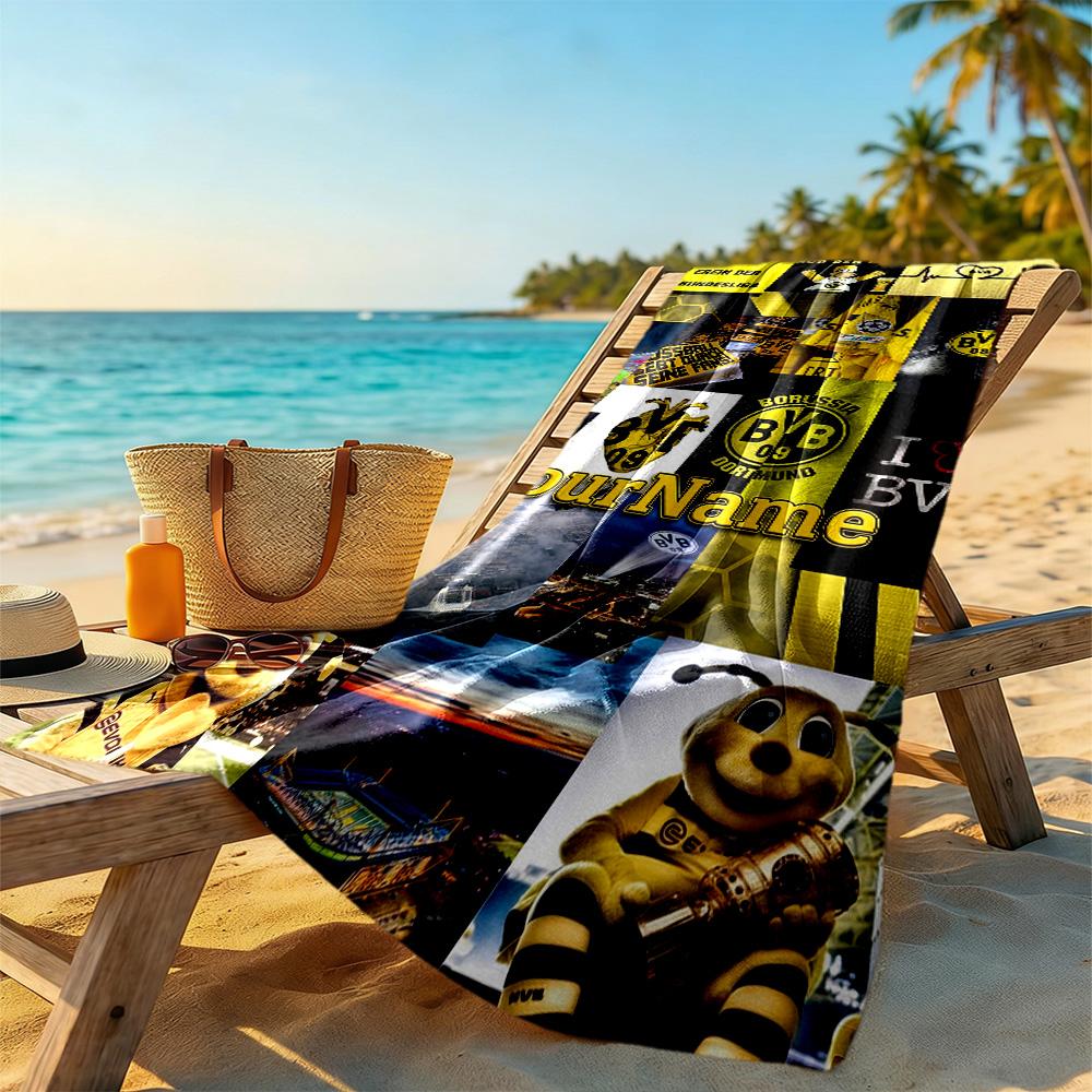 Borussia Dortmund Customized Name Beach Towel Soft Durable Quick-Dry Ideal for Travel Outdoor Swim Pool Yoga Surf Camping Hiking Gym Gift Holiday