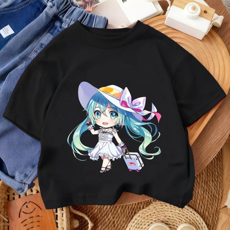 Hatsune Miku Fashion Trend Cartoon Street Style Top Summer Casual Children's T-Shirt