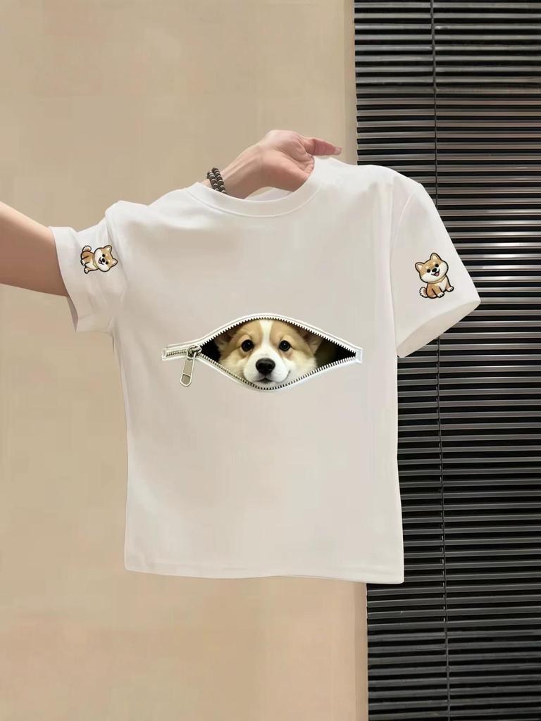 Chic Cartoon Print Cotton Summer T-Shirt for Toddlers & Boys