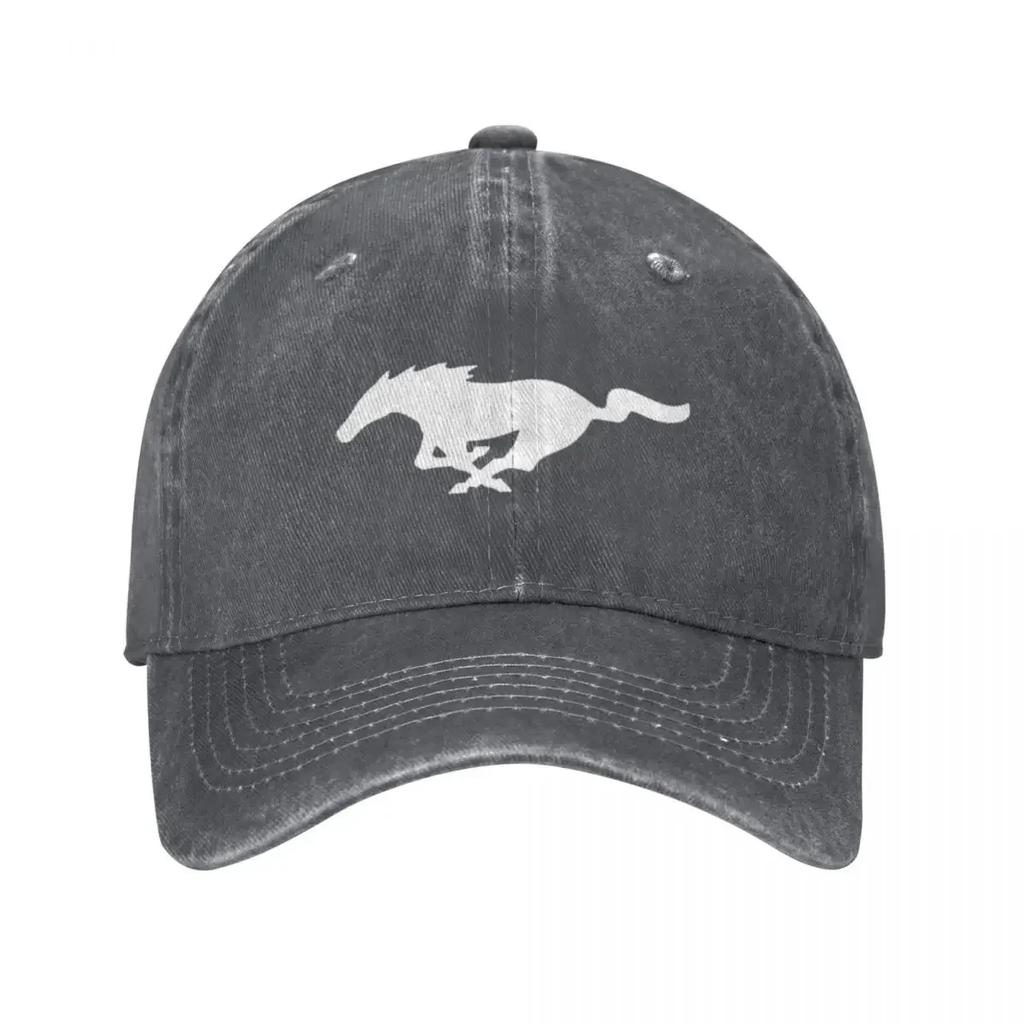 Mustang Horse Unisex Retro Denim Washed Baseball Caps Men Cowboy Sunscreen Hats Camping Womens Trucker Cap