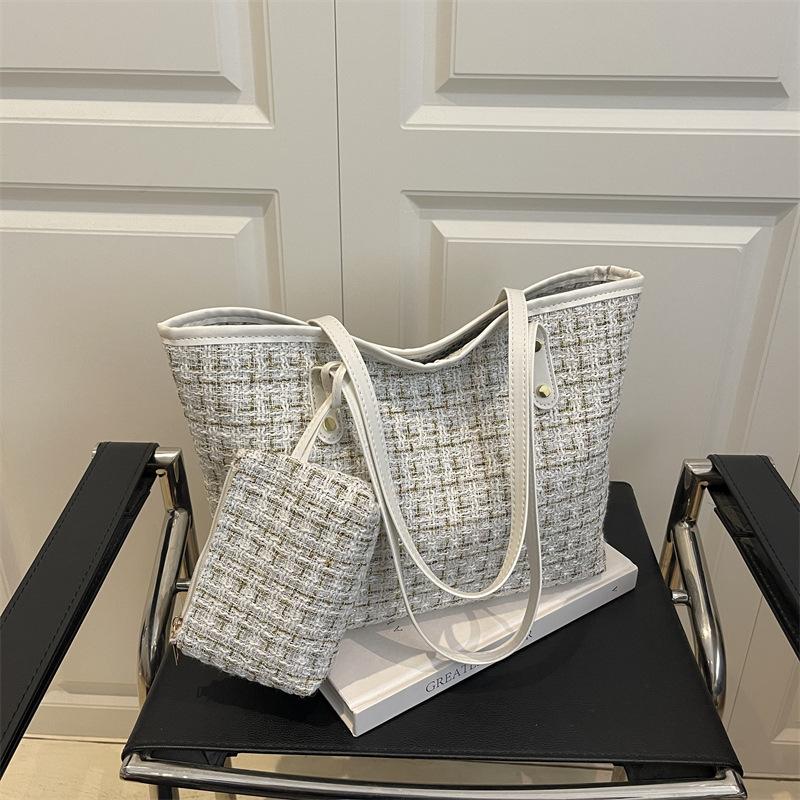 Popular Woolen Bag Women's Bag New Canvas High-end Niche Messenger Bag Fashion Handbag Bucket Bag