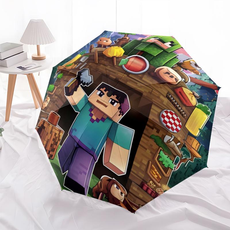Pixel Game Fashionable Automatic Opening/Closing Folding Umbrella. Portable and Foldable, Ideal for Gift, Travel, and Daily Use.