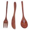 Wooden Cutlery Set Scratch Proof Portable Spoon Fork Cutter Tableware with Box for Dessert Salads Noodles