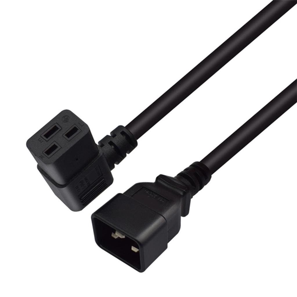 Efficient 16A 250V Power Cord Right Angle IEC320 C19 To C20 Power Cable for UPS Power Supplies 3x1.55mm2 Power Wire