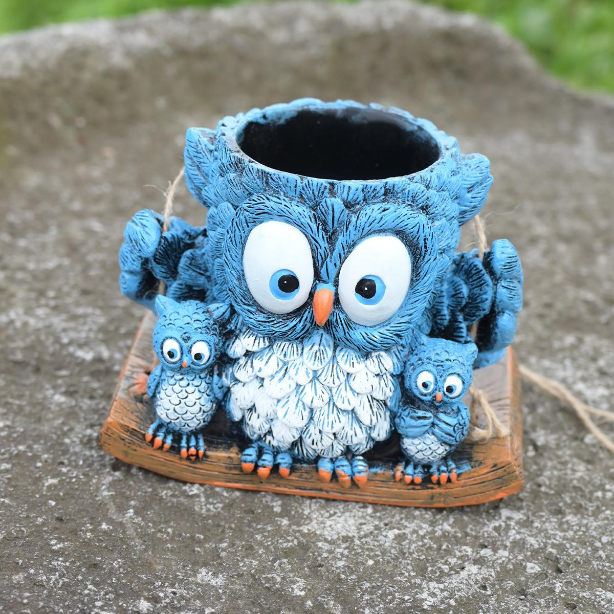 Creative owl hanging flowerpot indoor outdoor succulent green plant potted flowerpot home courtyard decoration flowerpot gift