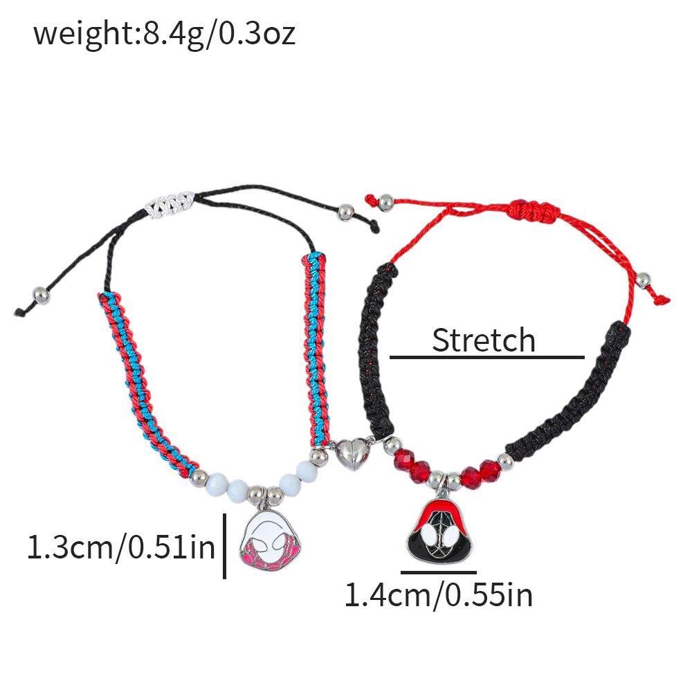 Braccialetti dell'amicizia di Spiderman, Migliore amico Bff, Halloween, Natale, Cordino coordinato, Catena con perline, Braccialetti per coppie, Nuovo,