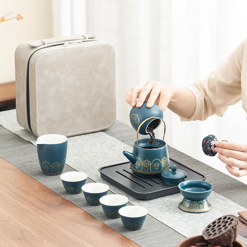 Blue Guyun Portable Travel Set Send Customers Practical Corporate Gifts Household Beam Pot Premium Guest Teapot