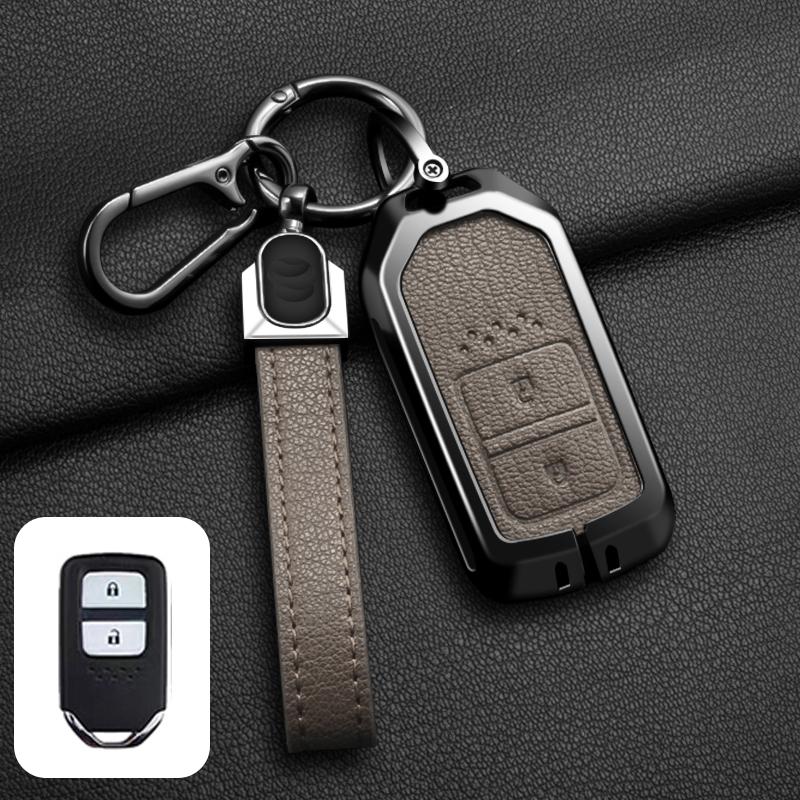 Carcasă Capac Cheie Mașină din Aliaj de Zinc și Piele pentru Honda Civic CRV HRV Accord Pilot Fit Freed Vezel Odyssey 2018 - 2022 Accesorii