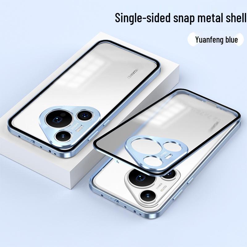 Huawei Pura70 Pro Metal Frame Frosted Snap-Button P60 Back Panel Phone Case for P80 Ultra