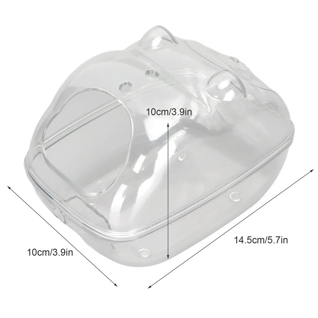 Hamster Bath Box Transparent Large Space Leakage Proof Cartoon Shape Hamster Sand Bathroom For Small Pet Gerbils