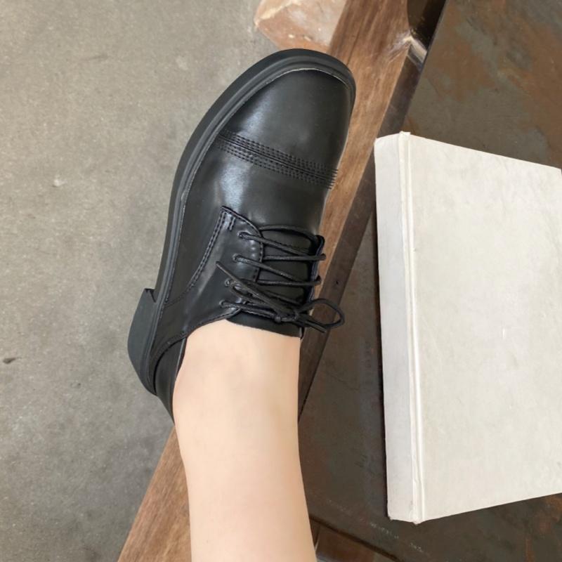 Fashion 2025 British Style Lace Up Flat Shoes Women's Leather Square Toe High Quality Soft Comfortable Loafers Casual Daily LeatherShoes