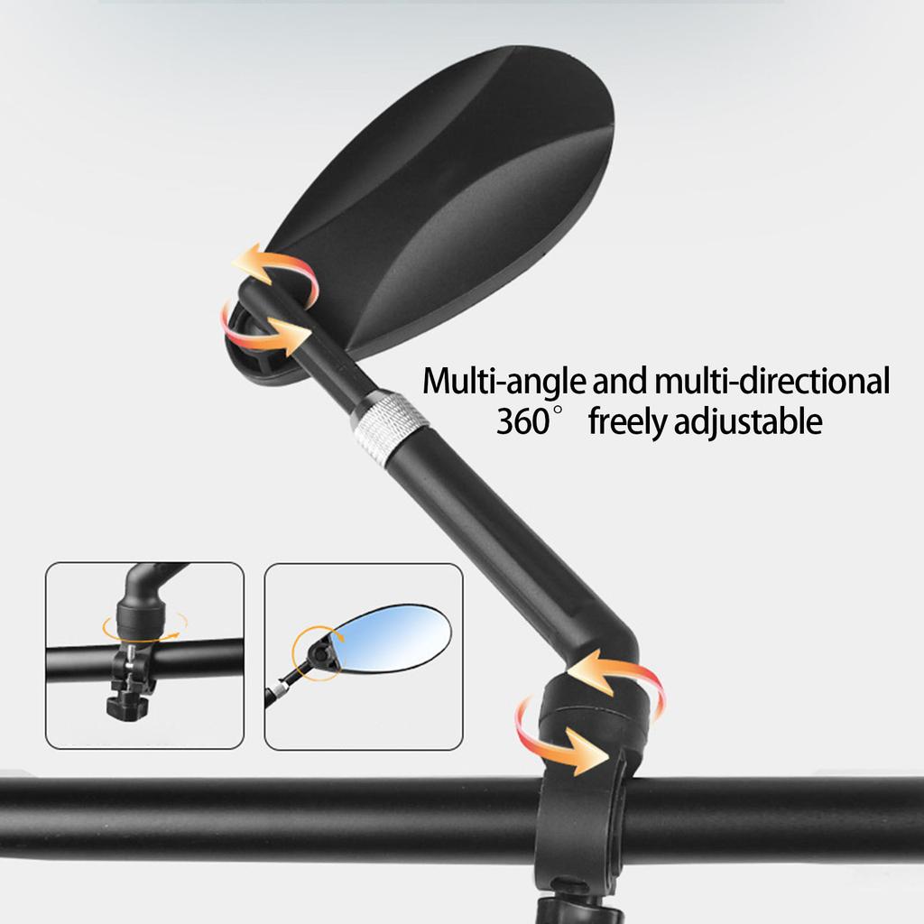 2Pcs Extendable Wide Angles Cycling Handlebars Safety Rearview Spots Mirror 360 Rotating Bike Rearview Mirror Enduring