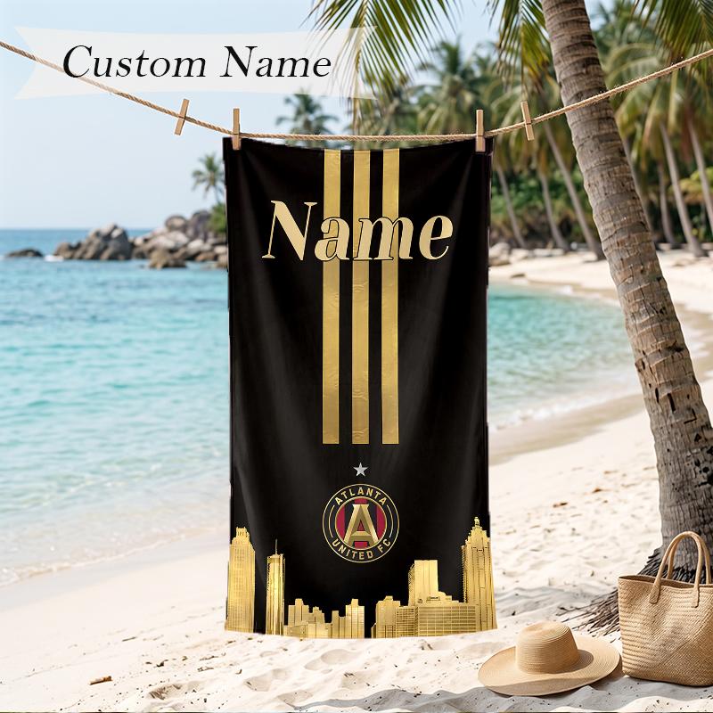 Atlanta United Custom Name Printed Beach Towel Personalized Soft Towel For Swimming Beach Travel