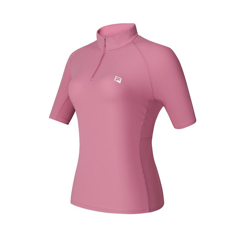 FILA Explore Series Solid Color Pullover Short Sleeve T-Shirt Women Tops Spring-Plum-Red A11W427102FPC