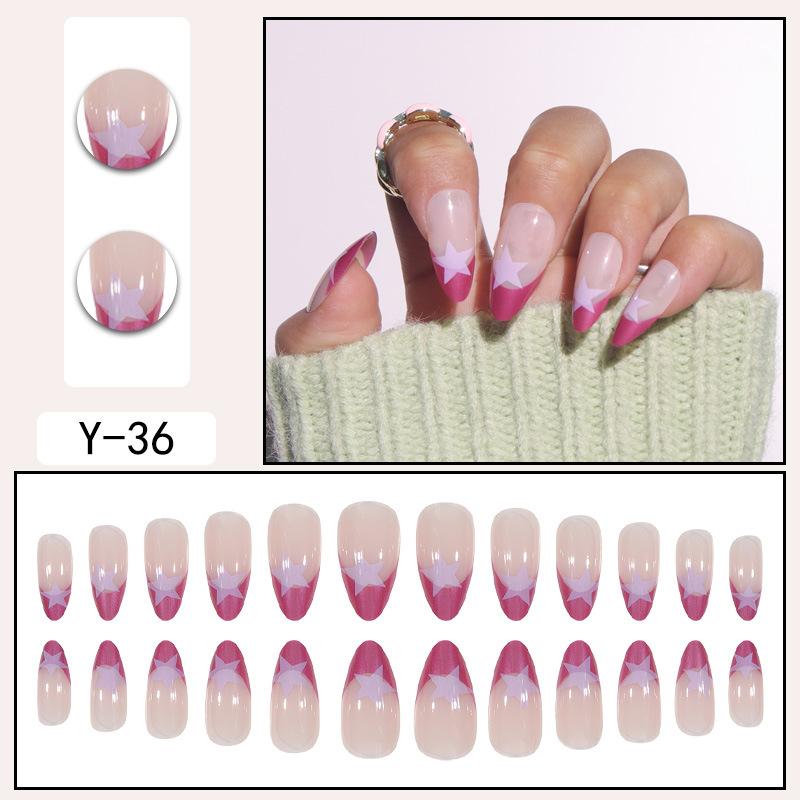 Y1 Fake Nail Sticker Wearing Nail Finished Nail Piece Removable Blush Nail Girl Cat Eye Gradual Change Nail Patch