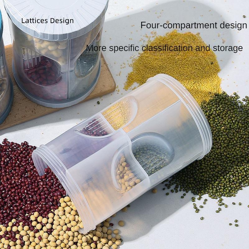 Aufbewahrungsbox für Lebensmittel, unterteilt in Vorratsdose für gemischte Körner, Bohnen-Aufbewahrungsbox, Küchen-Aufbewahrungsdose, feuchtigkeitsbeständige Versiegelungsdose für Körner