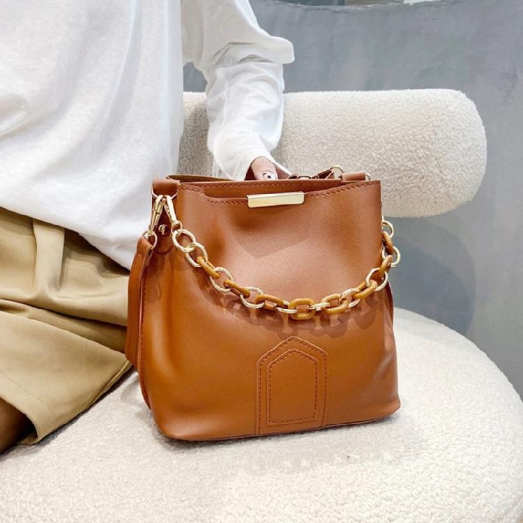 Tote Bag Solid Color Bucket Bags Crossbody Bag Versatile Fashion Leather Handbag