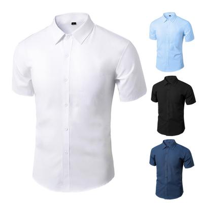 Chemise à col rabattu pour hommes, haut d'été formel, coupe cintrée, pour le travail