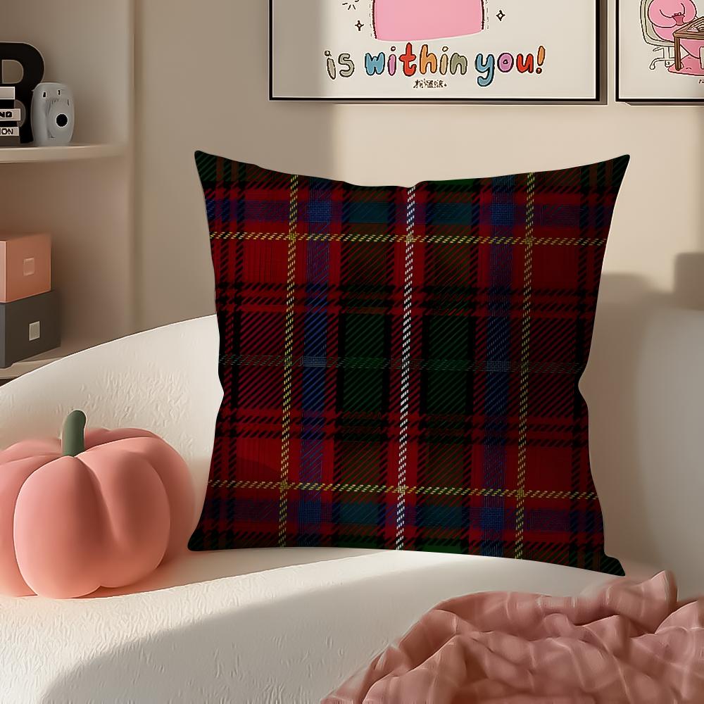 Classic Plaid Scottish attern NNordic Scottish Cushion Cover Pillowcase Short Plush Invisible zipper Room Sofa Cushion Cover