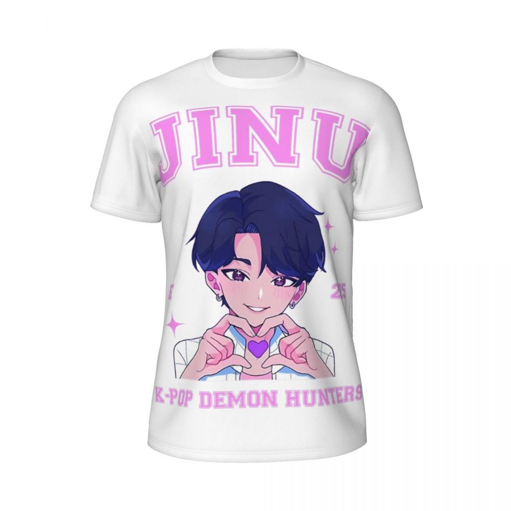 Women's KPop Demon Hunters Graphic T-Shirt Trendy Streetwear Top with Cute Cartoon Character Prints for Fashion Enthusiasts Y2K