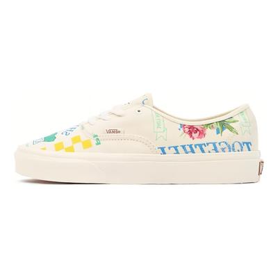 Authentic Series Lona Casual Estampado de Dibujos Animados Zapatillas de Skate de Caña Baja Unisex Blanco Verde Azul VN0A5KRDAS1