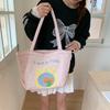 Cute Cotton Embroidery Women's Shoulder Bags Casual Quilted Ladies Large Capacity Tote Shopper Bag Lovely Dog Purse Handbags