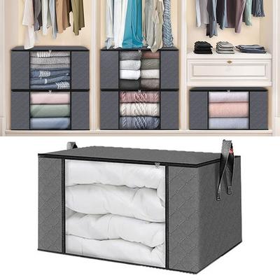 35L/60L/90L Faltbare Aufbewahrungsbox Transparente Fenster Vliesstoff Kleideraufbewahrungskörbe Mit Deckeln Staubdicht