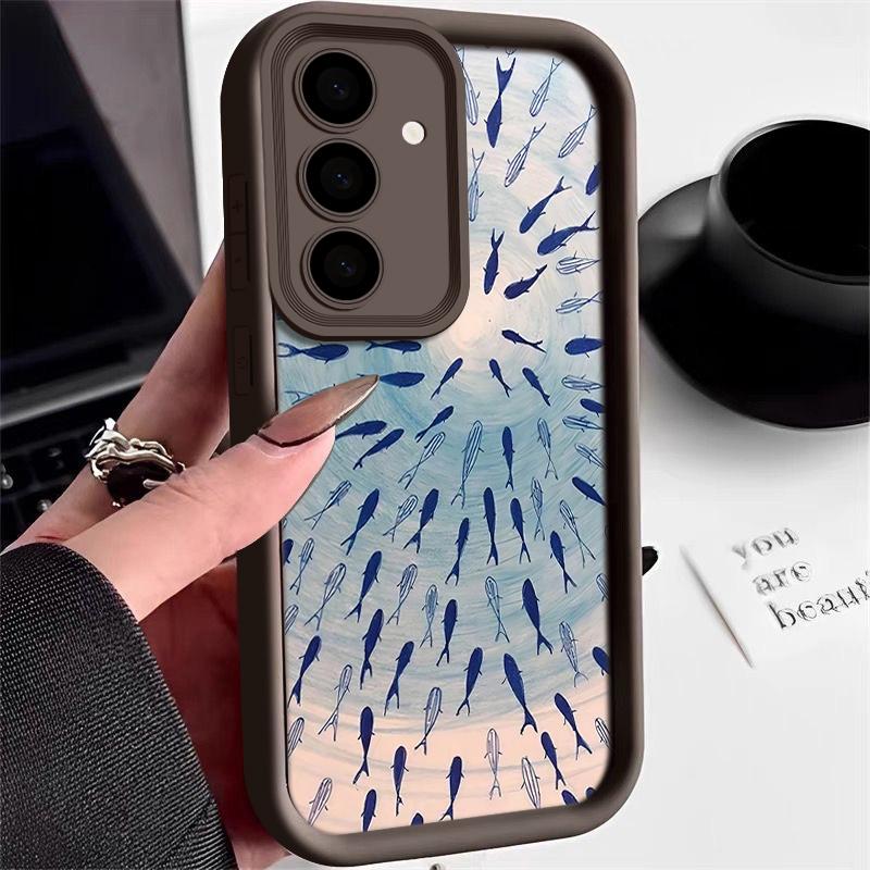 Miękkie etui ze wzorem delfina na telefon Samsung Galaxy S25 Edge S24 S23 S22 Ultra S24 FE A56 A55 A36 A26 A16 A15 A35 A54 5G