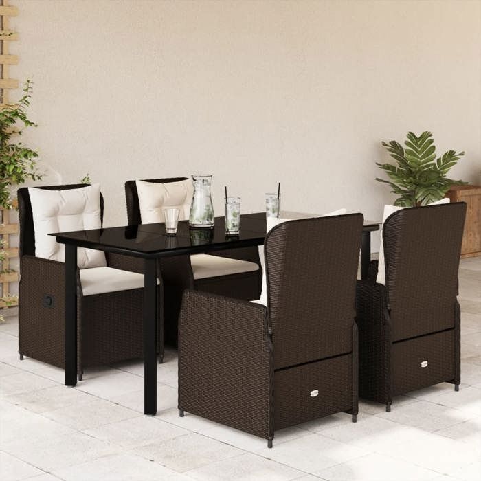 VidaXL Ensemble à manger de jardin 5 pcs et coussins marron poly rotin 3262850