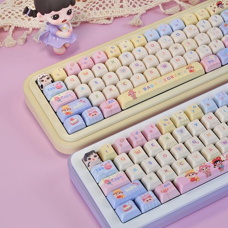 Sweetheart Bubble Cute Girl Keycaps, PBT Dye-Sublimation, MOA Profile, Compatible with Keychron, Razer, Logitech