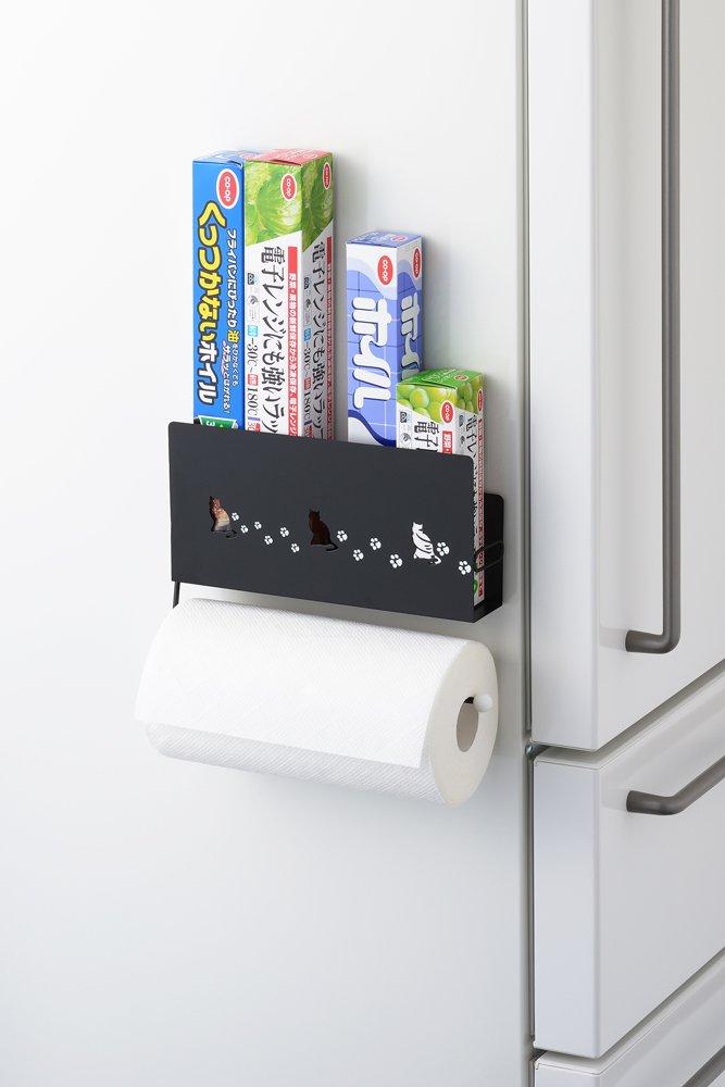 Yoshikawa Kitchen Paper Holder, Black, 25.8cm W X 5.5cm D X 18.3cm H, 1305908