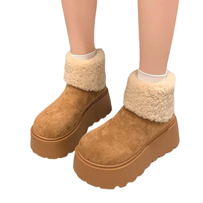 Platform Snow Boots Women's Winter New Fashion Versatile Velvet Thickened Warm Thickened Cotton Shoes