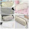 Cute Floral Print Pen Bag Large Capacity Multifunctional Pencil Case Stationery Organizer School Office
