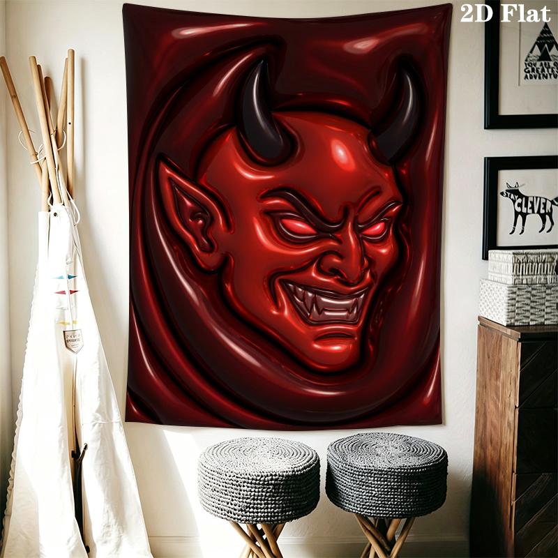 Demon Wall Tapestry Aesthetic Wall Hanging Printed Fabric Blanket Decorative Tapestries for Bedroom Living Room Home Decor